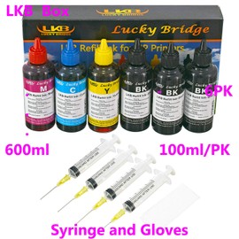 Lucky Bridge Refill Ink kit for HP 950 951 60 61 Cartridge or CIS CISS System 4 Color Set (3BK, C, M, Y)