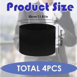 Vayfoni 4PCS Captain Armbands - Elastic Adjustable Arm Band - Black Armbands Mourning - for Football & Basketball Team Captains - Black Arm Bands for Football - Memorial Funeral Mourning Band