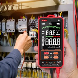 NJTY T5 6000 Counts True RMS Multimeter Digital Universal Tester 3.8-inch Large LCD Display Multi-Tester 600V Voltmeter 10A Ammeter AC/DC Voltage & Current Resistance Capacitance Temperature Diode Buzzer NCV Measurement with Dual Flashlight