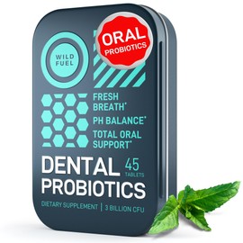 Dental Probiotics for Teeth and Gums - 3 Billion CFU Lactobacillus Salivarius Acidophilus Oral Probiotics for Mouth Bad Breath Treatment for Adults - 45 Mint Tablets for Oral Health in a Travel Tin