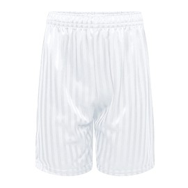 adam & eesa® Back to School Unisex Boys Girls Shadow Stripe PE Summer Shorts - Drawstring Elastic Waist Football Cycling Sports Bottom Mens Womens White