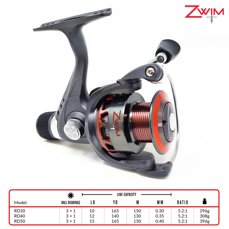 ZWIM - Rear Drag Fishing Reel Fixed Spool Spinning KHR40/4000-4