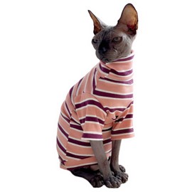 Turtle Neck Vintage Stripes Sphynx Hairless Cat Cotton T-Shirts Pet Clothes Vest Kitten Shirts Sleeveless, Cats & Small Dogs Apparel (Pink, Large (Pack of 1))
