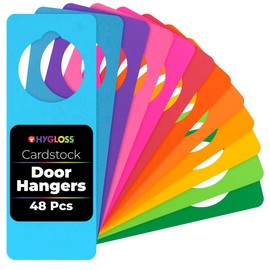 Hygloss Cardstock Door Knob Hanger Blank for Crafts - 48 Pcs Assorted Bright Colors for Easy Decorate/Write-On - Bulk Doorknob Hangers for Craft, DIY Blank Doorknob Sign Projects