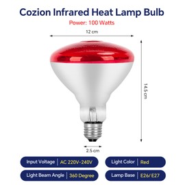 Zrwuldu 100Watt Infrarotlampe,Rotlichtlampe Birne Wärmelampe Tiere E26 E27 Infrarot Glühbirne,Langlebig 6000 Stunden