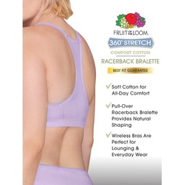 Fruit of the Loom Womens Spaghetti Strap Cotton Pull Over 3 Pack Sports Bra, Purple Velvet/Heather Grey/Lilac, 36