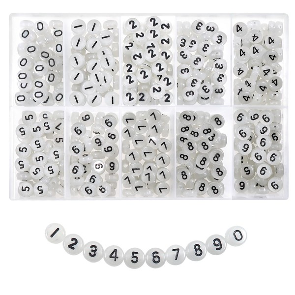 TOAOB Pack of 500 Number Beads, Bright White Colours for