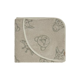 Sterntaler Baby Hooded Bath Towel 100x100cm Lion Leo - Soft, absorbent cotton bath towel with cute appliqué - For babies and toddlers, stone gray