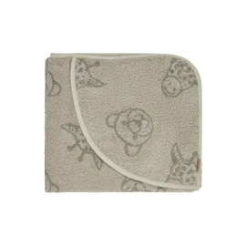 Sterntaler Baby Hooded Bath Towel 100x100cm Lion Leo - Soft, absorbent cotton bath towel with cute appliqué - For babies and toddlers, stone gray