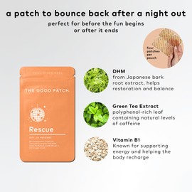 The Good Patch Rescue After Party Patch, Natural Patch with DHM, Vitamin B1, Green Tea, Plant Powered Wearable Wellness, Bounce Back After a Night Out (24 Total Patches)