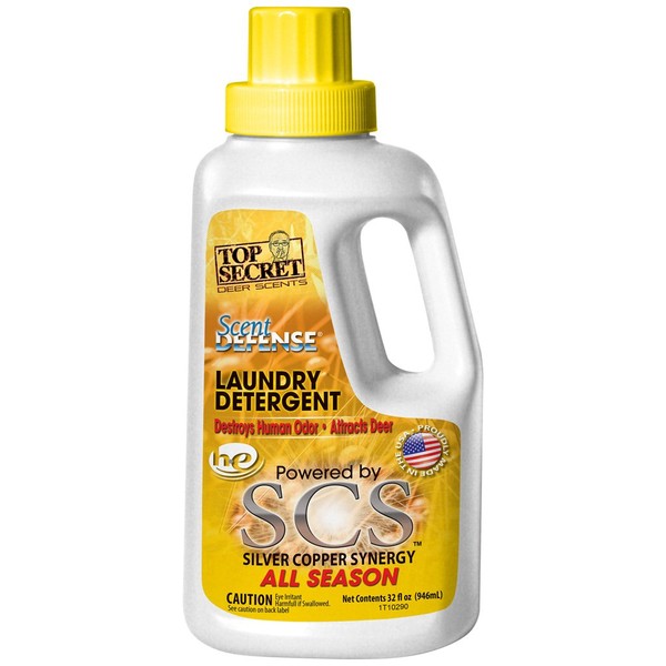 Top Secret Deer Scent Defense Laundry Detergent, Yellow, 32 oz
