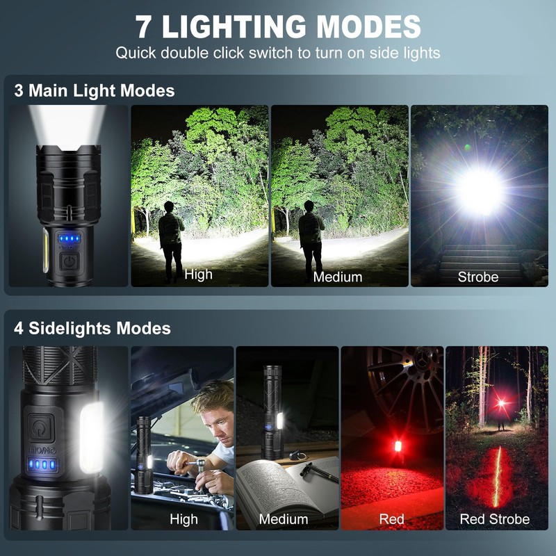 Cinlinso Rechargeable LED Flashlights 990000 High Lumens 2 Pack, Super