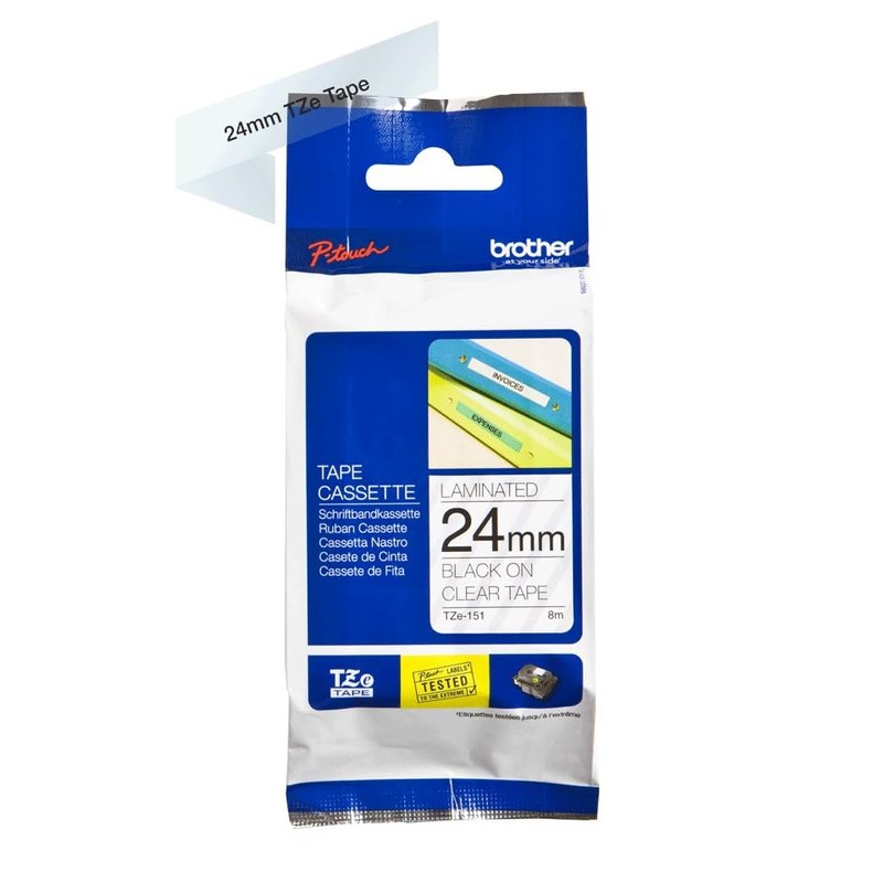 Brother TZe-151 Labelling Tape Cassette, Black on Clear, 24 mm