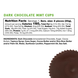 Free2b Dark Chocolate Mint Cups, Safe for School and Allergy Friendly - Gluten-Free, Dairy-Free, Nut-Free, and Soy-Free - Dark Chocolate, 2-Cup Packages (Pack of 12)