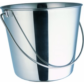 Indipets Stainless Steel Bucket For Pets (16-Quart) – Flat Back Pail w/out Hooks – Food & Water Pail For Cats & Dogs