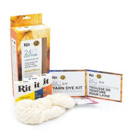 Rit® and Lion Brand® 24/7 Cotton® Yarn Dye Kit, Tangerine/Golden Yellow/Blue