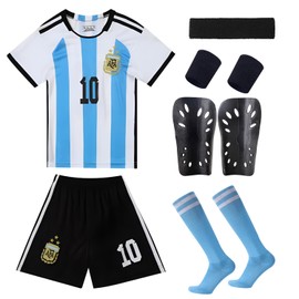 NUHEXRY 6 PCS Camiseta de Fútbol para Niños, Ropa Deportiva de Fútbol para Jóvenes, Playera de fútbol para Fanáticos de Los Deportes, Pantalones Cortos, Calcetines para Niños y Niñas