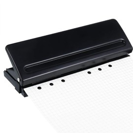 6-Hole Desktop Puncher, A5 Ring Binder Hole Punch Adjustable Spacing for A5 A6 A7 Organiser Ring Binder-5 mm Hole Diameter (Black)