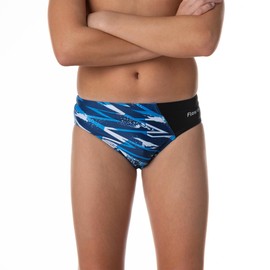 Flow Splice Swim Briefs - Boys Brief Style Swimsuit for Swimming Practice and Competition in Suit Size 21 to 32 (Splash 28)