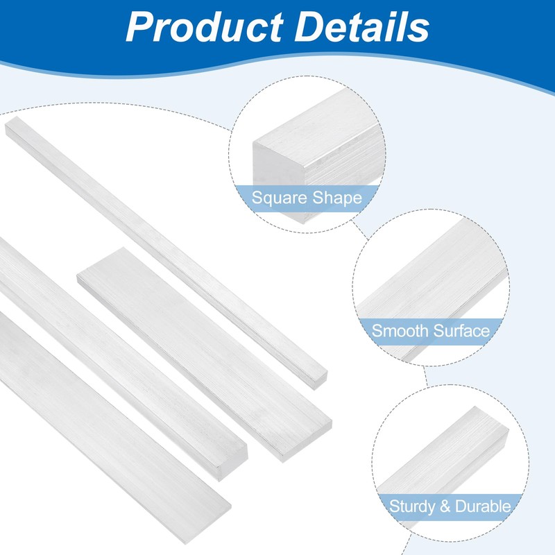 sourcing map Square Aluminum Flat Bar, 3/4" Thickness 2" Width