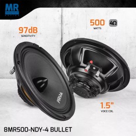 PRV 8" Midrange Neodymium Bullet Speaker 8MR500-NDY-4 BULLET 4 Ohm 500 Watts