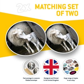 Vinyl Stickers (Set of 2) 10cm - Mother & Baby Sheep Lamb Farm Decals for Laptops,Tablets,Luggage,Scrap Booking,Fridges, 14142