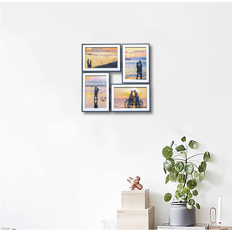 Smiling Art Wooden Picture Frame for 2 Photos Folding Picture