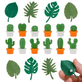 RETON 20pcs Plant Fridge Magnets Decorative Refrigerator Magnets, Cute Cactus Magnets Mini Tropical Leaves Fridge Whiteboard Magnets, Plants Magnet Stickers for Fridge Home Office Decor (2 Styles)