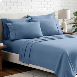 Bare Home Hotel Luxury Split King Sheet Set, Extra Soft, Deep Pockets, Easy Fit, Cooling & Breathable, Wrinkle, Fade, Stain Resistant, Set Includes 4 Pillowcases (Split King, Coronet Blue)