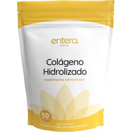 Entera | Colágeno Hidrolizado Puro 500g, Péptidos de Colágeno Tipo I y III, Suplemento Alimenticio, Sin Sabor, Sin Azúcar, Fácil de Mezclar, Incluye Medida Dosificadora, Libre de Gluten