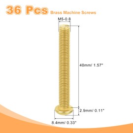 sourcing map 36Pcs Brass Machine Screws, M5x40mm Phillips Pan Head Fastener Machinery Bolts, Pan Head Fastener Bolts for Furniture, Office Equipment, Electronics, Brass Tone