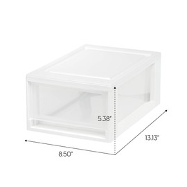 IRIS IRIS USA 6 Qt. Plastic Drawer Storage Organizer Stacking Drawers, 8-Pack, Stackable Unit with Sliding Drawer for Clothes Bedroom Kitchen Under Sink Pantry Craft Room Bathroom Dorm Office, White
