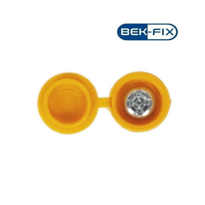 BEK-FIX® Number Plate Screws and Caps Fitting Kit, White Yellow