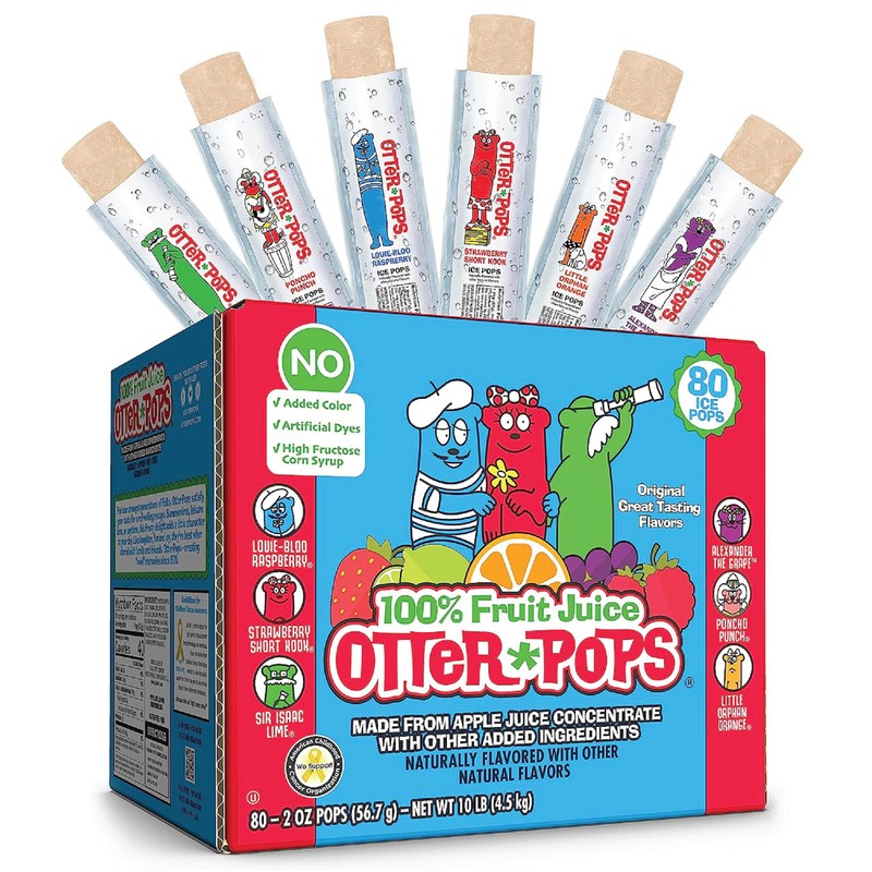 Otter Pops Freezer Bars, 100% Fruit Juice Ice Pops, Original
