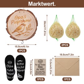Opa Geschenk – Lustiges Geschenk für Opa zum Geburtstag mit Vogel-Futterschild, Meisenknödelhalter, Socken & Karte – Originelle Geschenke für Männer & den besten Opa