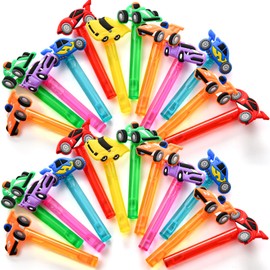 Winrayk Race Car Party Favors, 24Pcs Cars Themed Mini Bubble Wands for Kids Bubbles Bulk with Detachable Topper (6 Styles & Colors), Summer Pool Beach Birthday Supply Goody Bag Stuffer Classroom Prize