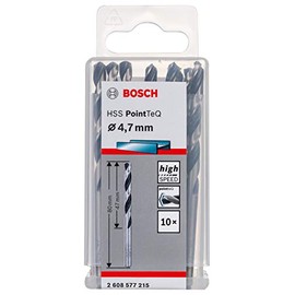 Bosch Professional 10-piece PointTeQ HSS Twist Drill Bit (for metal, 4.7 x 47 x 80 mm, drill driver accessories)