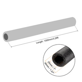 MECCANIXITY Foam Tube Sponge Protective Sleeve Black Seal Sleeve Polyethylene Pipe 25x40mm(1x1.57 Inch) for Pipe Insulation, Pack of 2