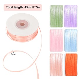 Pack of 6 Satin Ribbon, 3 mm x 45 m Gift Ribbon, Colourful Ribbons, Gift Ribbons, Satin Ribbon, Ribbons Ribbon Fabric Ribbon for DIY Arts and Crafts, Gift Packaging, Bows