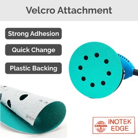 INOTEK EDGE 60pcs Sandpaper 5 Inch for Orbital Sander 8 Hole (Green Series) Aluminium Oxide Hook and Loop Sanding Discs, No Swirl Marks, Superior Cutting Performance & High Resistance, Papier Sablé