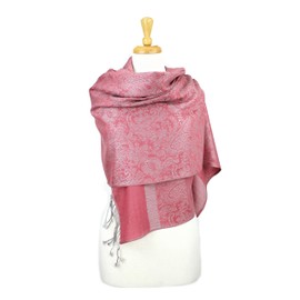 PASKMLNA Paisley Jacquard Pashmina Shawl Wrap Scarf Stole (pink-grey018051)