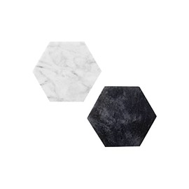 Hexagon Marble Coaster Set of 4 (White)