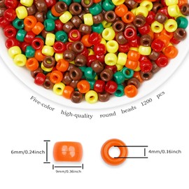 1200 Pcs Fall Thanksgiving Pony Beads for Jewelry Bracelets Earrings DIY Crafts Making, Thanksgiving Autumn Party Decoration, Beads for Hair Braids