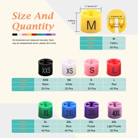 Rustark 290 Pcs Colored Clothes Hanger Markers Assortment kit- 9 Sizes (XXS - 4XL) Color-Coding Garment Size Markers Color Clothing Coded Size Clips Set with Storage Box