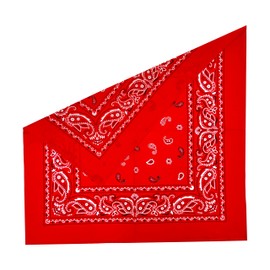 Junvena Cotton Bandanas 12 packs 22"X 22" Double Sides Printed Unisex Kerchief(Rose Red)