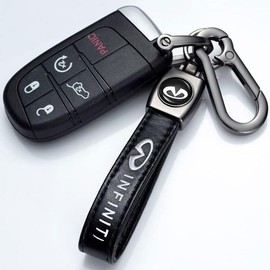 Yahmgc Leather Car Keychain Compatible with Infiniti G35 G37 Q50L QX50 Q50 QX56 Q60 QX60 QX70 Q70L QX80, Metal Car Key Ring Key Chain for Key Fob Accessories Keyring