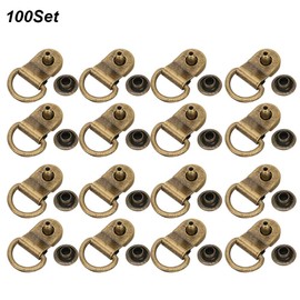 100 Sets Shoelace Hook, Loop Ring with Rivets, Shoe Boot Buckle Shoelace Hook D‑Ring Eyelet Buckle Brass Shoe Leather Bag DIY Rivet Tool, 9x14mm