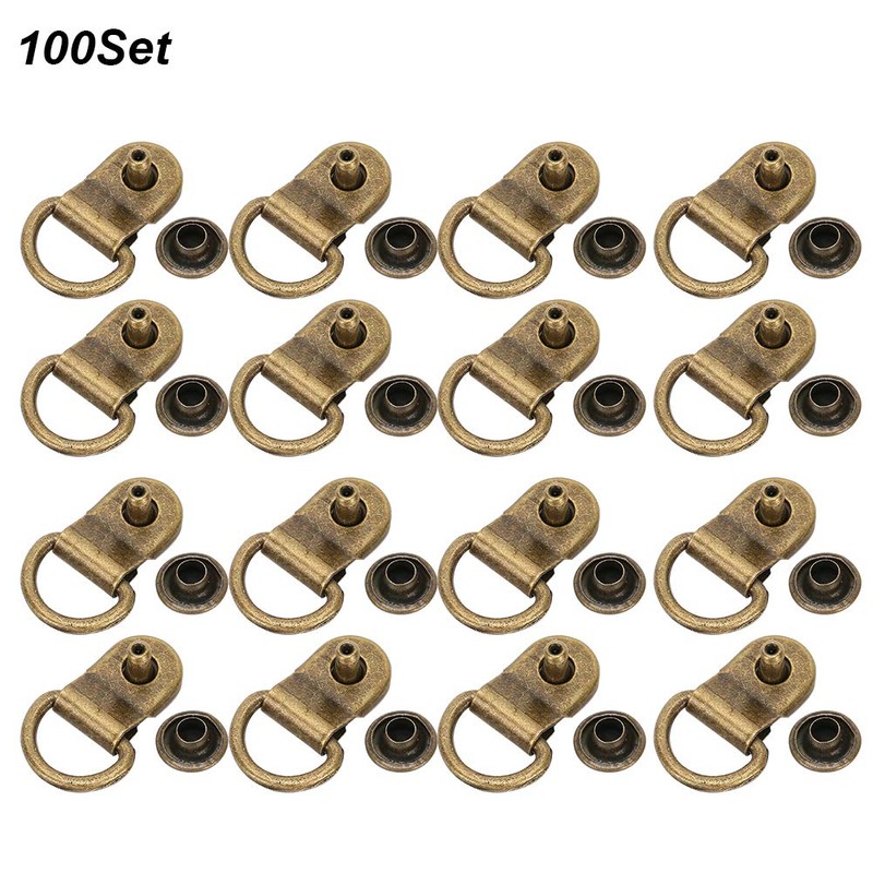 100 Sets Shoelace Hook, Loop Ring with Rivets, Shoe Boot