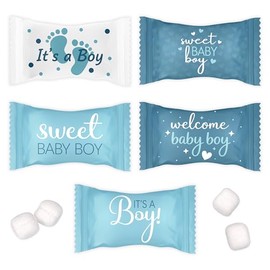 Gift Boutique It's a Boy Candy, Baby Shower Buttermints Party Favors, 100 Count Individually Wrapped Cream Mints, 13 oz Birth Announcement Treats