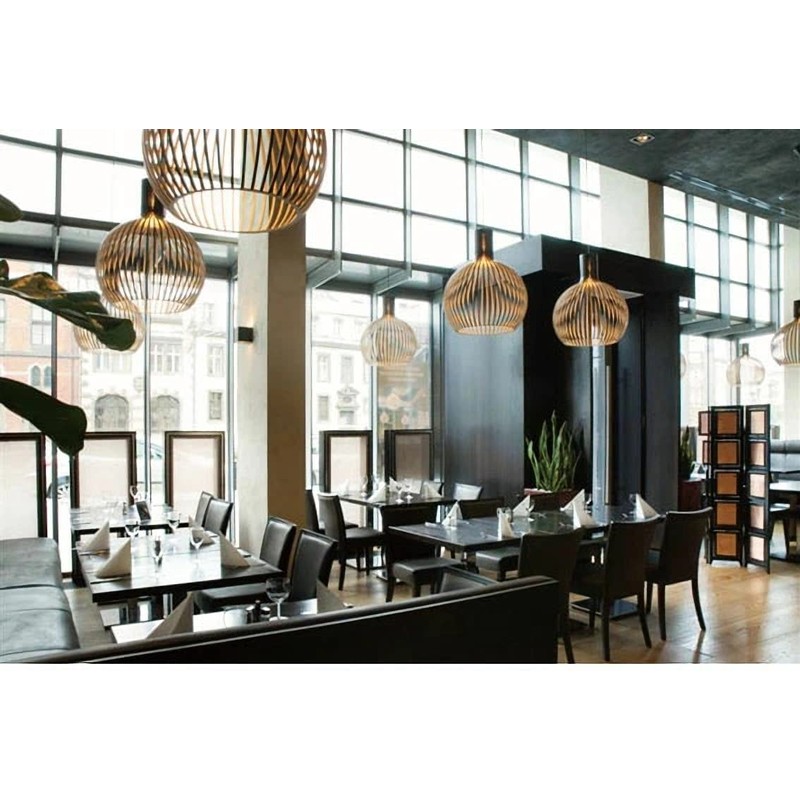 KY LEE Pendant Light, Wood, Japanese Style, Base E26, Antique